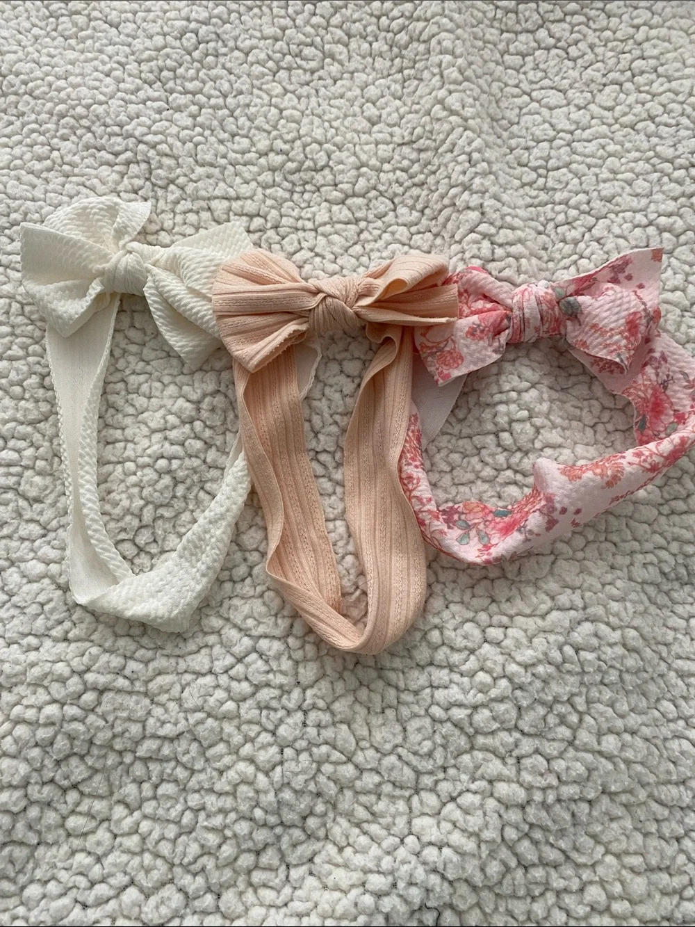 Kids Bow Headband Trio - Cream, Peach & Pink Floral